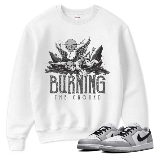 TeeVivo Sweatshirt Match Air Jordan 1 Retro Low OG Barons Burning the ground – Air Jordan 1 Sweatshirt, AJ1 Sweatshirt