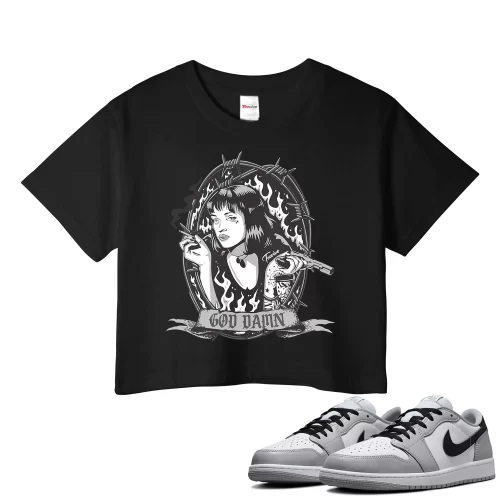 TeeVivo Crop Top Match Air Jordan 1 Retro Low OG Barons God Daaamn – Air Jordan 1 Crop Top, AJ1 Crop Top