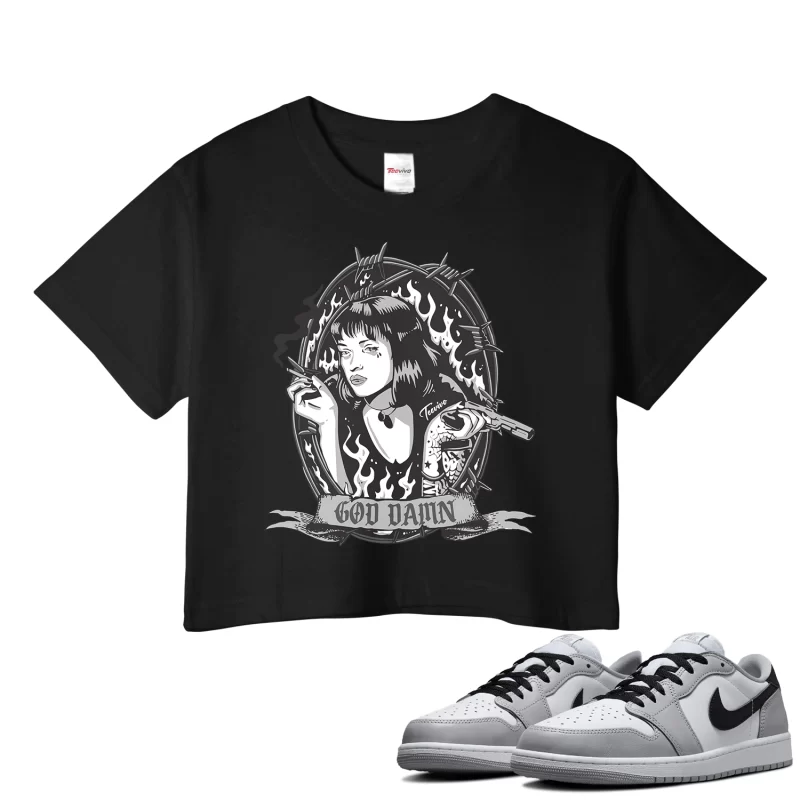 TeeVivo Crop Top Match Air Jordan 1 Retro Low OG Barons God Daaamn – Air Jordan 1 Crop Top, AJ1 Crop Top