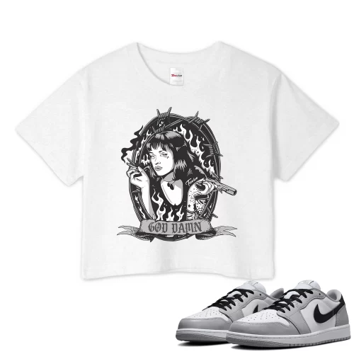 TeeVivo Crop Top Match Air Jordan 1 Retro Low OG Barons God Daaamn – Air Jordan 1 Crop Top, AJ1 Crop Top