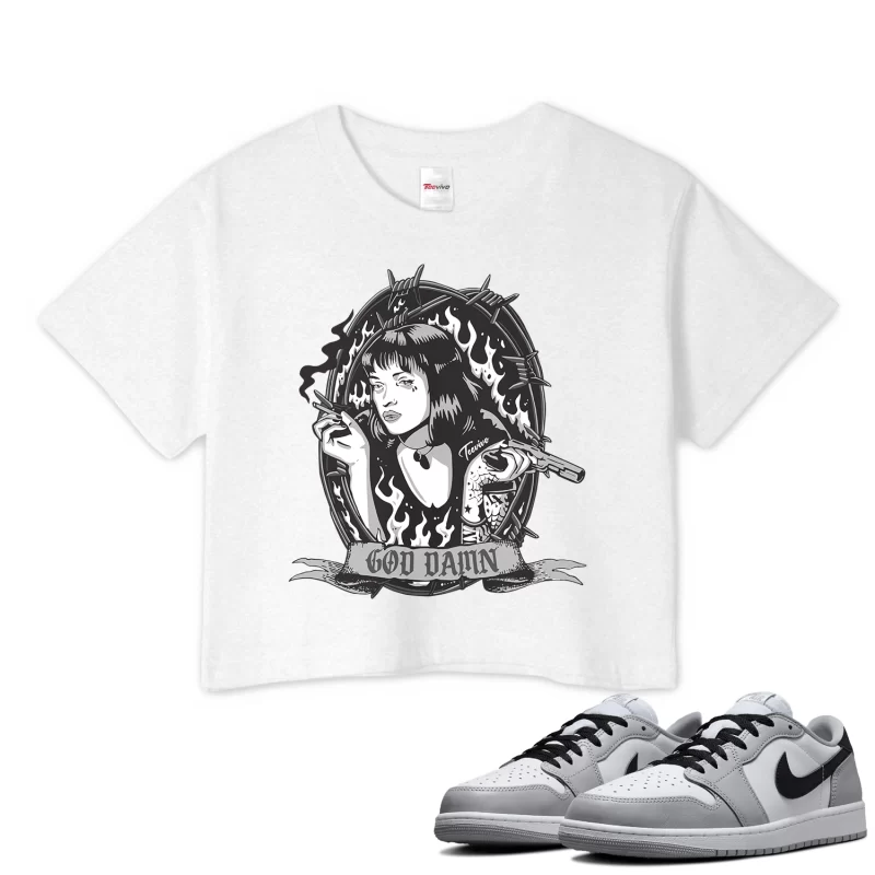TeeVivo Crop Top Match Air Jordan 1 Retro Low OG Barons God Daaamn – Air Jordan 1 Crop Top, AJ1 Crop Top
