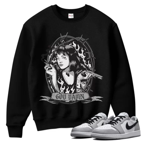 TeeVivo Sweatshirt Match Air Jordan 1 Retro Low OG Barons God Daaamn – Air Jordan 1 Sweatshirt, AJ1 Sweatshirt