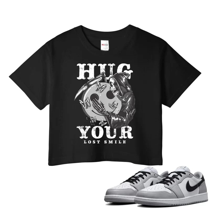TeeVivo Crop Top Match Air Jordan 1 Retro Low OG Barons Hug your lost smile – Air Jordan 1 Crop Top, AJ1 Crop Top