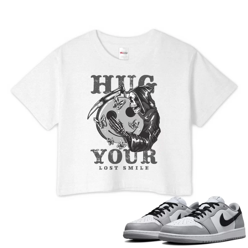TeeVivo Crop Top Match Air Jordan 1 Retro Low OG Barons Hug your lost smile – Air Jordan 1 Crop Top, AJ1 Crop Top