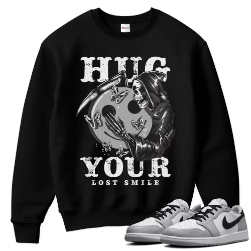 TeeVivo Sweatshirt Match Air Jordan 1 Retro Low OG Barons Hug your lost smile – Air Jordan 1 Sweatshirt, AJ1 Sweatshirt
