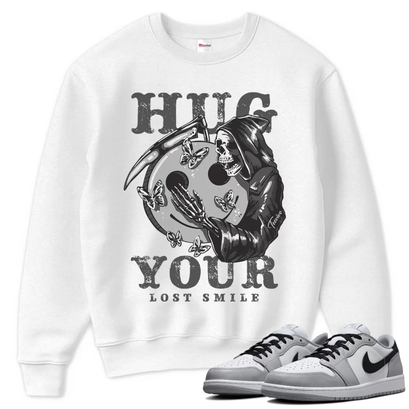 TeeVivo Sweatshirt Match Air Jordan 1 Retro Low OG Barons Hug your lost smile – Air Jordan 1 Sweatshirt, AJ1 Sweatshirt