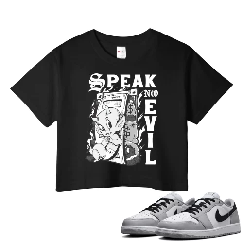 TeeVivo Crop Top Match Air Jordan 1 Retro Low OG Barons Speak no evil – Air Jordan 1 Crop Top, AJ1 Crop Top