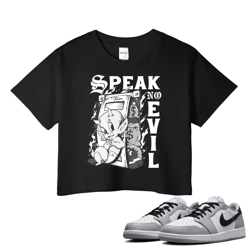 TeeVivo Crop Top Match Air Jordan 1 Retro Low OG Barons Speak no evil – Air Jordan 1 Crop Top, AJ1 Crop Top
