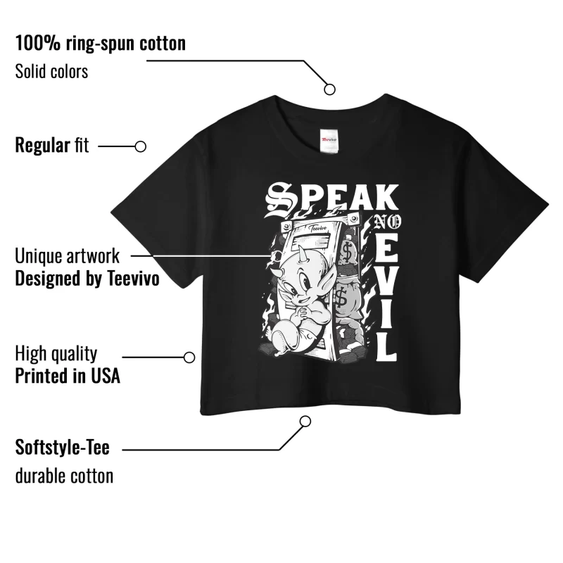 TeeVivo Crop Top Match Air Jordan 1 Retro Low OG Barons Speak no evil – Air Jordan 1 Crop Top, AJ1 Crop Top