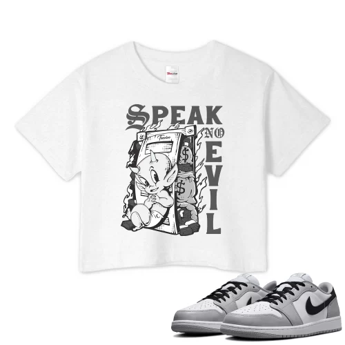 TeeVivo Crop Top Match Air Jordan 1 Retro Low OG Barons Speak no evil – Air Jordan 1 Crop Top, AJ1 Crop Top