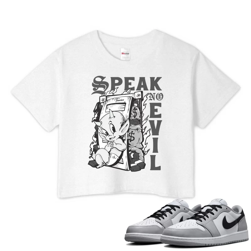 TeeVivo Crop Top Match Air Jordan 1 Retro Low OG Barons Speak no evil – Air Jordan 1 Crop Top, AJ1 Crop Top