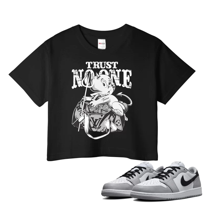 TeeVivo Crop Top Match Air Jordan 1 Retro Low OG Barons Trust no one – Air Jordan 1 Crop Top, AJ1 Crop Top