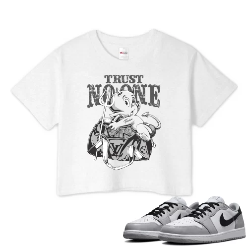 TeeVivo Crop Top Match Air Jordan 1 Retro Low OG Barons Trust no one – Air Jordan 1 Crop Top, AJ1 Crop Top