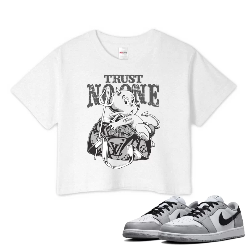 TeeVivo Crop Top Match Air Jordan 1 Retro Low OG Barons Trust no one – Air Jordan 1 Crop Top, AJ1 Crop Top