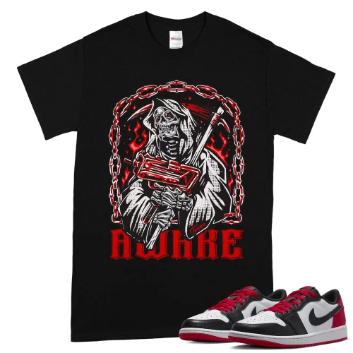 TeeVivo T-Shirt Match Air Jordan 1 Retro Low OG Black Toe Awake – Air Jordan 1 Shirt, AJ1 Shirt