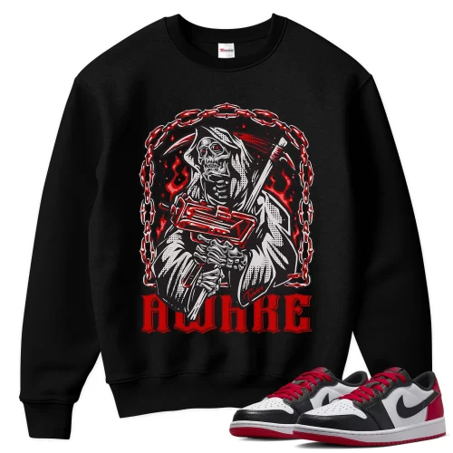 TeeVivo Sweatshirt Match Air Jordan 1 Retro Low OG Black Toe Awake – Air Jordan 1 Sweatshirt, AJ1 Sweatshirt