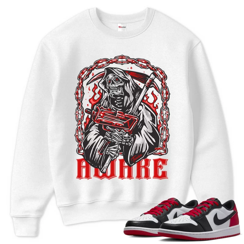 TeeVivo Sweatshirt Match Air Jordan 1 Retro Low OG Black Toe Awake – Air Jordan 1 Sweatshirt, AJ1 Sweatshirt