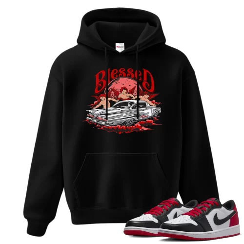 TeeVivo Hoodie Match Air Jordan 1 Retro Low OG Black Toe Blessed – Air Jordan 1 Hoodie, AJ1 Hoodie
