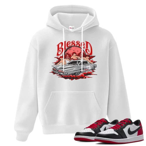 TeeVivo Hoodie Match Air Jordan 1 Retro Low OG Black Toe Blessed – Air Jordan 1 Hoodie, AJ1 Hoodie