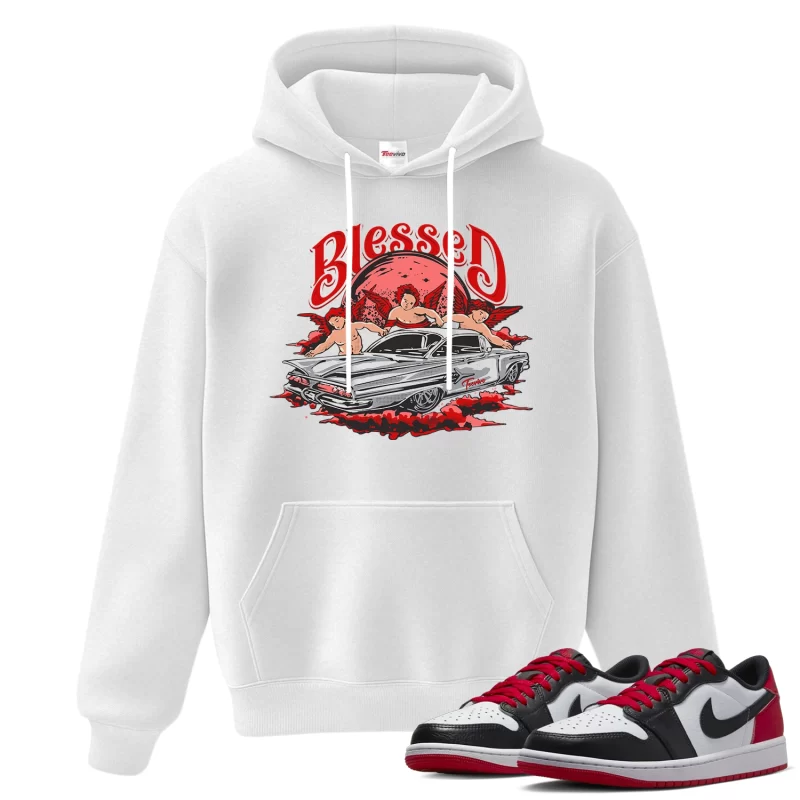 TeeVivo Hoodie Match Air Jordan 1 Retro Low OG Black Toe Blessed – Air Jordan 1 Hoodie, AJ1 Hoodie