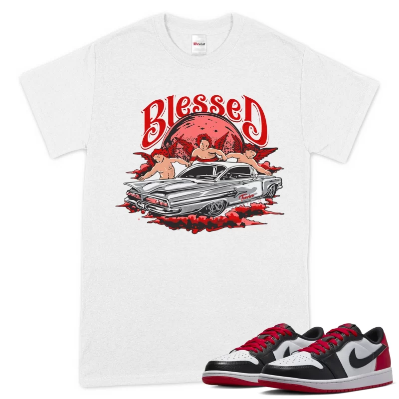 TeeVivo T-Shirt Match Air Jordan 1 Retro Low OG Black Toe Blessed – Air Jordan 1 Shirt, AJ1 Shirt