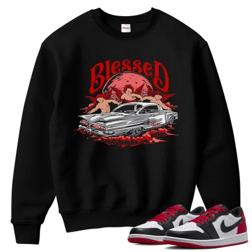 TeeVivo Sweatshirt Match Air Jordan 1 Retro Low OG Black Toe Blessed – Air Jordan 1 Sweatshirt, AJ1 Sweatshirt