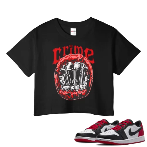 TeeVivo Crop Top Match Air Jordan 1 Retro Low OG Black Toe Crime – Air Jordan 1 Crop Top, AJ1 Crop Top