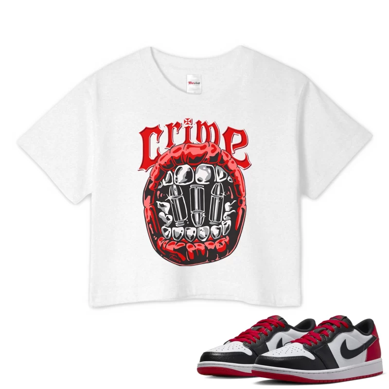 TeeVivo Crop Top Match Air Jordan 1 Retro Low OG Black Toe Crime – Air Jordan 1 Crop Top, AJ1 Crop Top