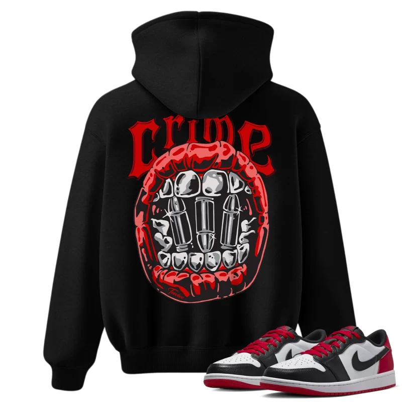 TeeVivo Hoodie Match Air Jordan 1 Retro Low OG Black Toe Crime – Air Jordan 1 Hoodie, AJ1 Hoodie