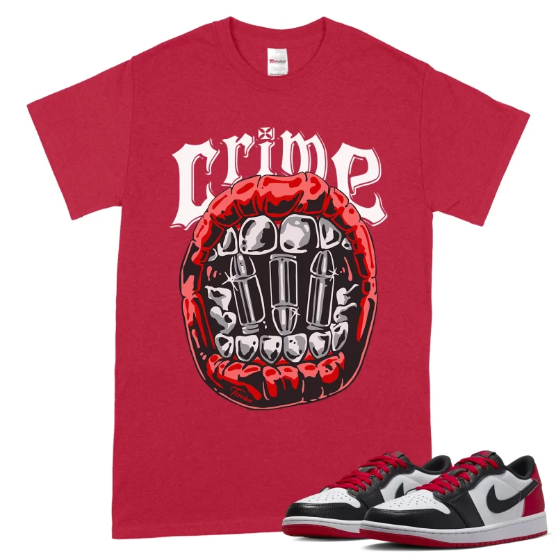 TeeVivo T-Shirt Match Air Jordan 1 Retro Low OG Black Toe Crime – Air Jordan 1 Shirt, AJ1 Shirt