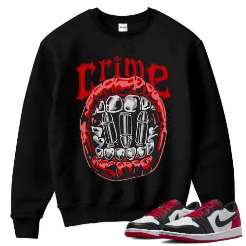 TeeVivo Sweatshirt Match Air Jordan 1 Retro Low OG Black Toe Crime – Air Jordan 1 Sweatshirt, AJ1 Sweatshirt