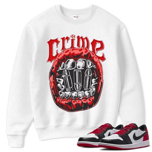 TeeVivo Sweatshirt Match Air Jordan 1 Retro Low OG Black Toe Crime – Air Jordan 1 Sweatshirt, AJ1 Sweatshirt