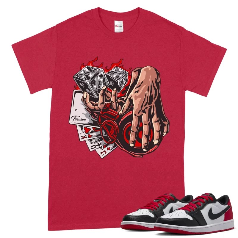 TeeVivo T-Shirt Match Air Jordan 1 Retro Low OG Black Toe Gambling – Air Jordan 1 Shirt, AJ1 Shirt