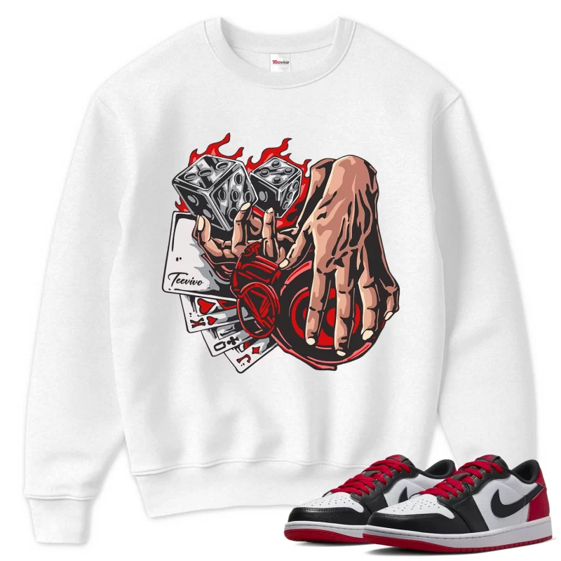 TeeVivo Sweatshirt Match Air Jordan 1 Retro Low OG Black Toe Gambling – Air Jordan 1 Sweatshirt, AJ1 Sweatshirt
