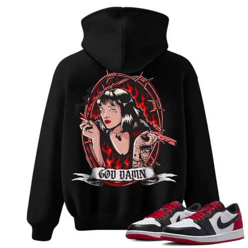 TeeVivo Hoodie Match Air Jordan 1 Retro Low OG Black Toe God Daaamn – Air Jordan 1 Hoodie, AJ1 Hoodie