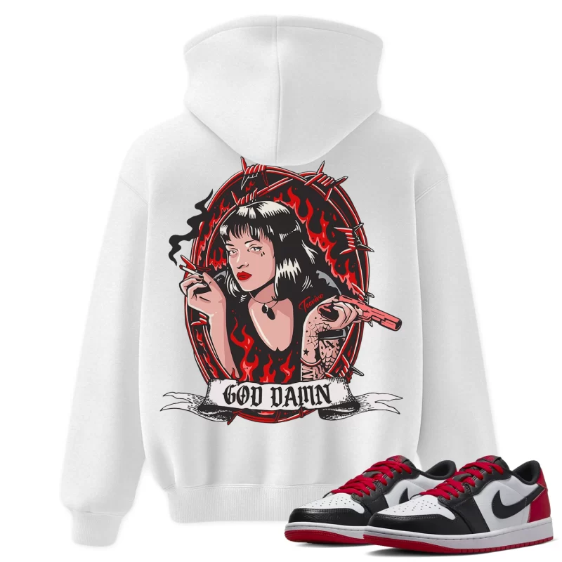 TeeVivo Hoodie Match Air Jordan 1 Retro Low OG Black Toe God Daaamn – Air Jordan 1 Hoodie, AJ1 Hoodie