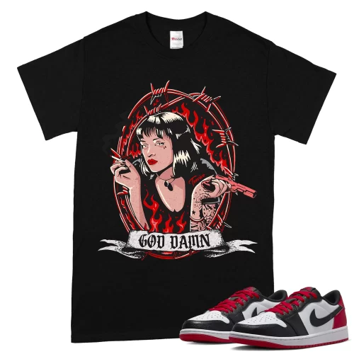 TeeVivo T-Shirt Match Air Jordan 1 Retro Low OG Black Toe God Daaamn – Air Jordan 1 Shirt, AJ1 Shirt
