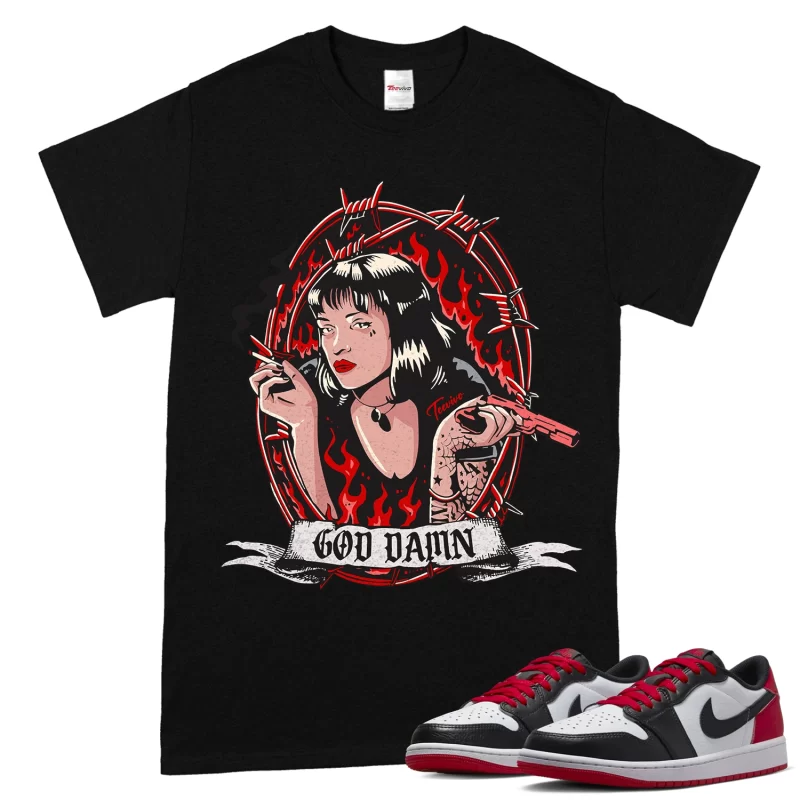 TeeVivo T-Shirt Match Air Jordan 1 Retro Low OG Black Toe God Daaamn – Air Jordan 1 Shirt, AJ1 Shirt