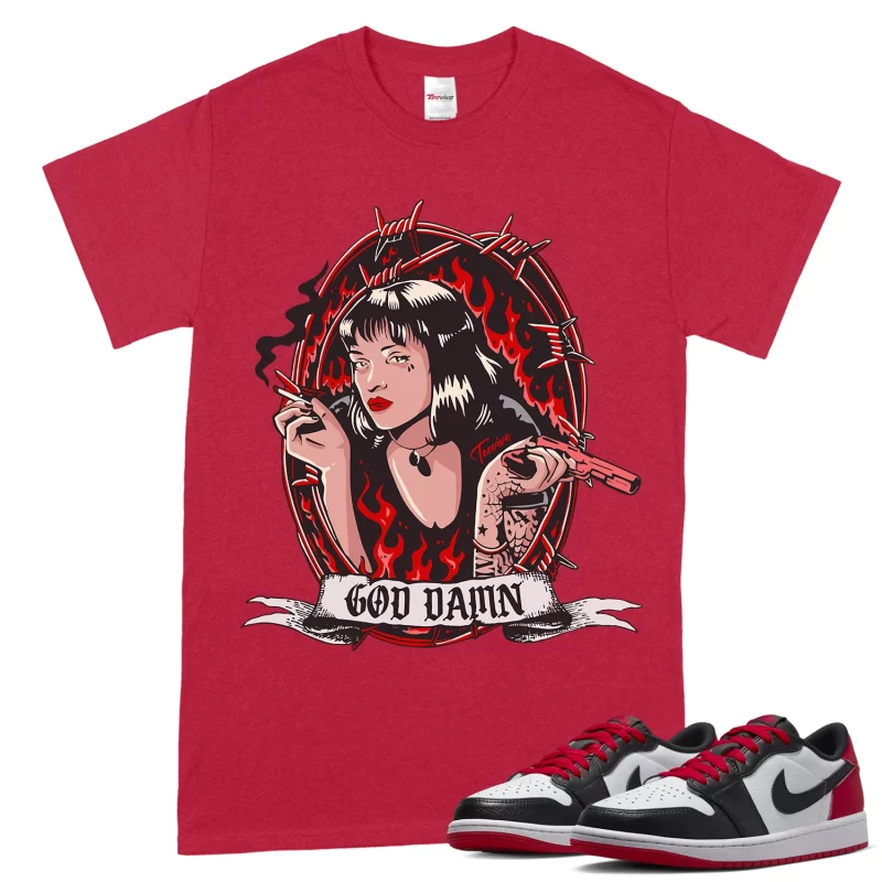 TeeVivo T-Shirt Match Air Jordan 1 Retro Low OG Black Toe God Daaamn – Air Jordan 1 Shirt, AJ1 Shirt