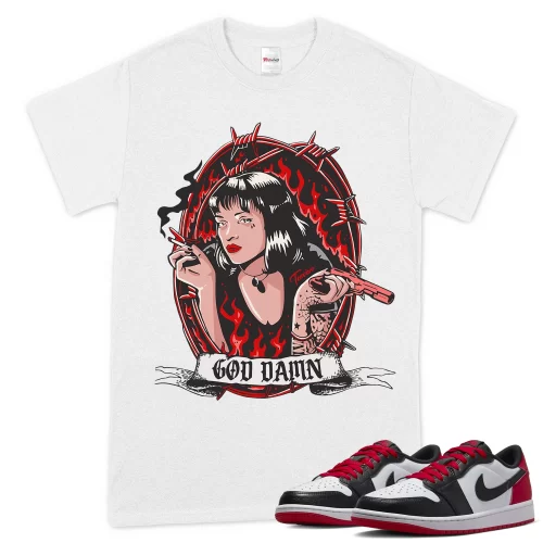 TeeVivo T-Shirt Match Air Jordan 1 Retro Low OG Black Toe God Daaamn – Air Jordan 1 Shirt, AJ1 Shirt