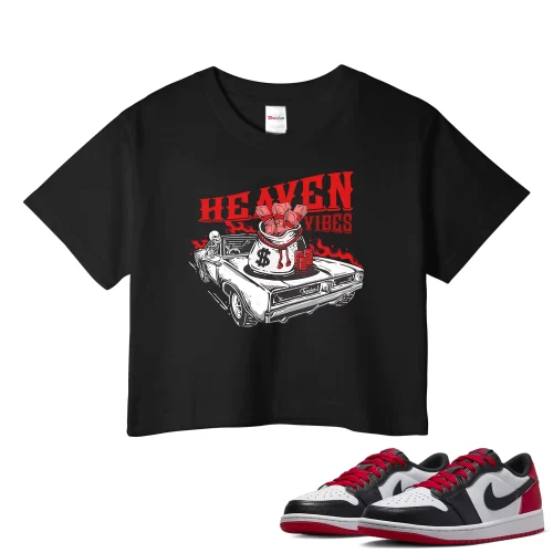TeeVivo Crop Top Match Air Jordan 1 Retro Low OG Black Toe Heaven vibes – Air Jordan 1 Crop Top, AJ1 Crop Top