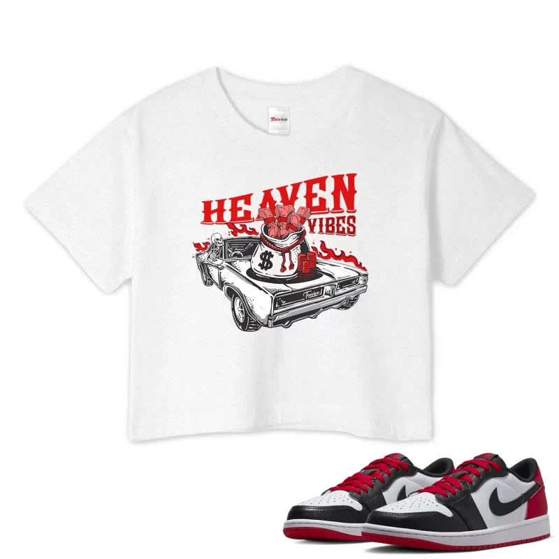 TeeVivo Crop Top Match Air Jordan 1 Retro Low OG Black Toe Heaven vibes – Air Jordan 1 Crop Top, AJ1 Crop Top