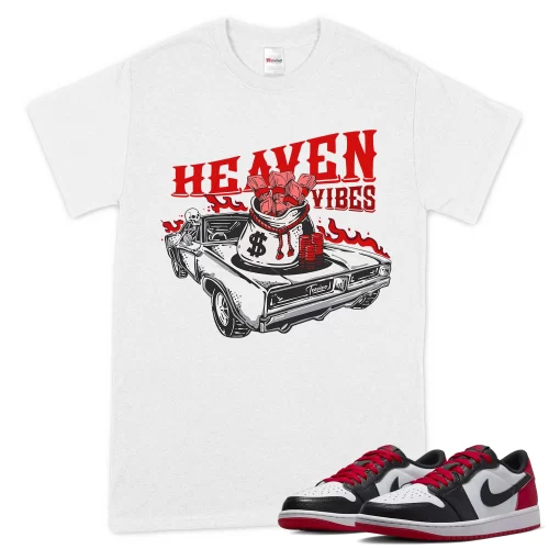TeeVivo T-Shirt Match Air Jordan 1 Retro Low OG Black Toe Heaven vibes – Air Jordan 1 Shirt, AJ1 Shirt
