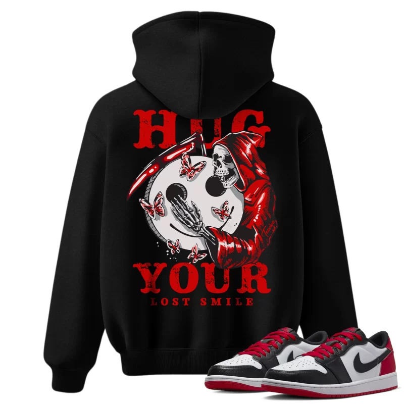 TeeVivo Hoodie Match Air Jordan 1 Retro Low OG Black Toe Hug your lost smile – Air Jordan 1 Hoodie, AJ1 Hoodie