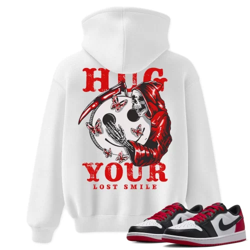 TeeVivo Hoodie Match Air Jordan 1 Retro Low OG Black Toe Hug your lost smile – Air Jordan 1 Hoodie, AJ1 Hoodie