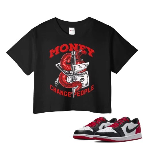 TeeVivo Crop Top Match Air Jordan 1 Retro Low OG Black Toe Money change people – Air Jordan 1 Crop Top, AJ1 Crop Top