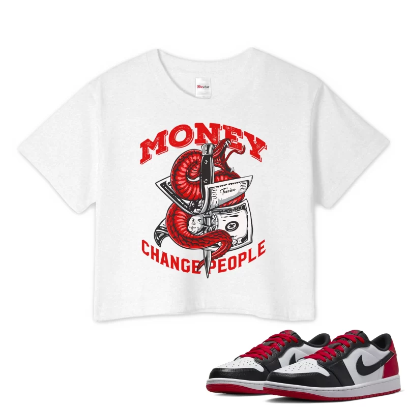 TeeVivo Crop Top Match Air Jordan 1 Retro Low OG Black Toe Money change people – Air Jordan 1 Crop Top, AJ1 Crop Top