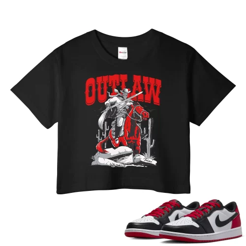 TeeVivo Crop Top Match Air Jordan 1 Retro Low OG Black Toe Outlaw – Air Jordan 1 Crop Top, AJ1 Crop Top