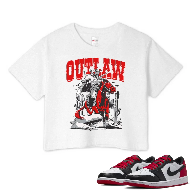 TeeVivo Crop Top Match Air Jordan 1 Retro Low OG Black Toe Outlaw – Air Jordan 1 Crop Top, AJ1 Crop Top