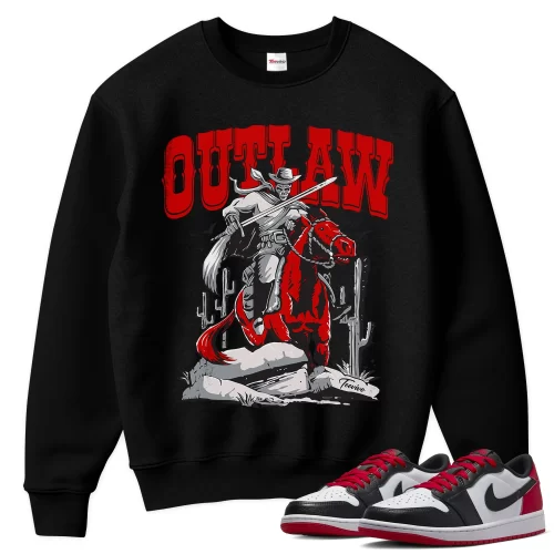 TeeVivo Sweatshirt Match Air Jordan 1 Retro Low OG Black Toe Outlaw – Air Jordan 1 Sweatshirt, AJ1 Sweatshirt